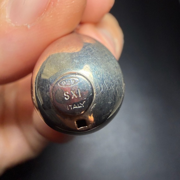 Vintage SXI 925 Italy Sterling Silver Teardrop Pendant Black Cord Necklace - Picture 10 of 13